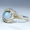 Coober Pedy Solid Opal and Diamond Gold Ring Size - 6 US Code  EM56
