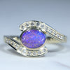 Natural Australian Boulder Opal Gold Ring with Diamonds
