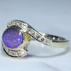 10k Gold - Solid Boulder Opal - Natural Diamonds