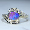 Natural Australian Boulder Opal Gold and Diamond Ring
