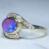 10k Gold - Solid Boulder Opal - Natural Diamonds