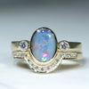 Natural Australian Boulder Opal 18k Gold Engagement Ring Set