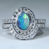 Stunning 14k White Gold Crystal Black Opal With Natural Diamonds