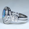 Australian Solid Black Crystal Opal & Diamond 14K White Gold Engagement and Wedding Ring Set - Size 6.5 Code - DWB20