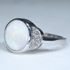 14k White Gold - Solid White Opal - Natural Diamonds