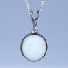 Natural Australian White Opal Silver and Diamond Pendant