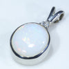 Sterling Silver - Solid White Opal - Natural Diamond