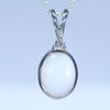 Natural Australian White Opal Silver and Diamond Pendant