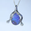 Natural Australian Boulder Opal Silver and Diamond Pendant