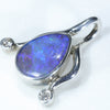 Sterling Silver - Solid Boulder Opal - Natural Diamonds