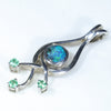 Sterling Silver - Solid Boulder Opal - 3 Natural Tsavorite Garnets