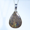 Australian Boulder Opal Matrix Silver Pendant with Silver Chain (15mm x 12mm) Code - ESP110