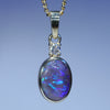 Natural Australian Crystal Black Opal Gold and Diamond Pendant