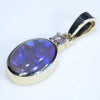 10k Gold - Solid Crystal Black Opal - Natural Diamond