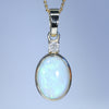 Natural Australian Crystal White Opal Gold Pendant with Diamond