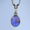 Natural Australian black Crystal Gold Opal and Diamond Pendant