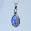 Natural Australian Boulder Opal White Gold and Diamond Pendant