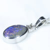 14k White Gold - Solid Boulder Opal - Natural Diamond