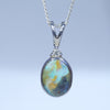 Natural Australian Boulder Opal Silver and Diamond Pendant
