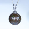 Natural Australian Boulder Opal Matrix Silver Ball Pendant