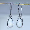 Natural Australian White Opal White Gold Drop Earrings