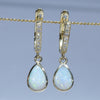 Natural Australian White Opal Gold and Diamond Huggie Earrings