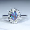 Natural Australian Lightning Ridge Crystal Opal White Gold and Diamond Ring