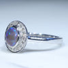 14k White Gold - Solid Crystal Opal - Natural Diamonds