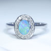 Natural Australian Opal White Gold and Diamond Ring