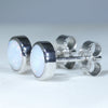 White Gold Opal Studs Side View