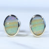 Natural Australian Boulder Opal Gold Stud Earrings