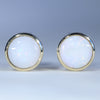 Natural Australian White Opal Gold Stud Earrings