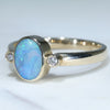 10k Gold - Solid Boulder Opal- Natural Diamonds