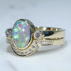 18k Gold Lightning Ridge Crystal Opal Wedding Ring Set