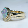 Gold Opal Wedding Ring Set Side view