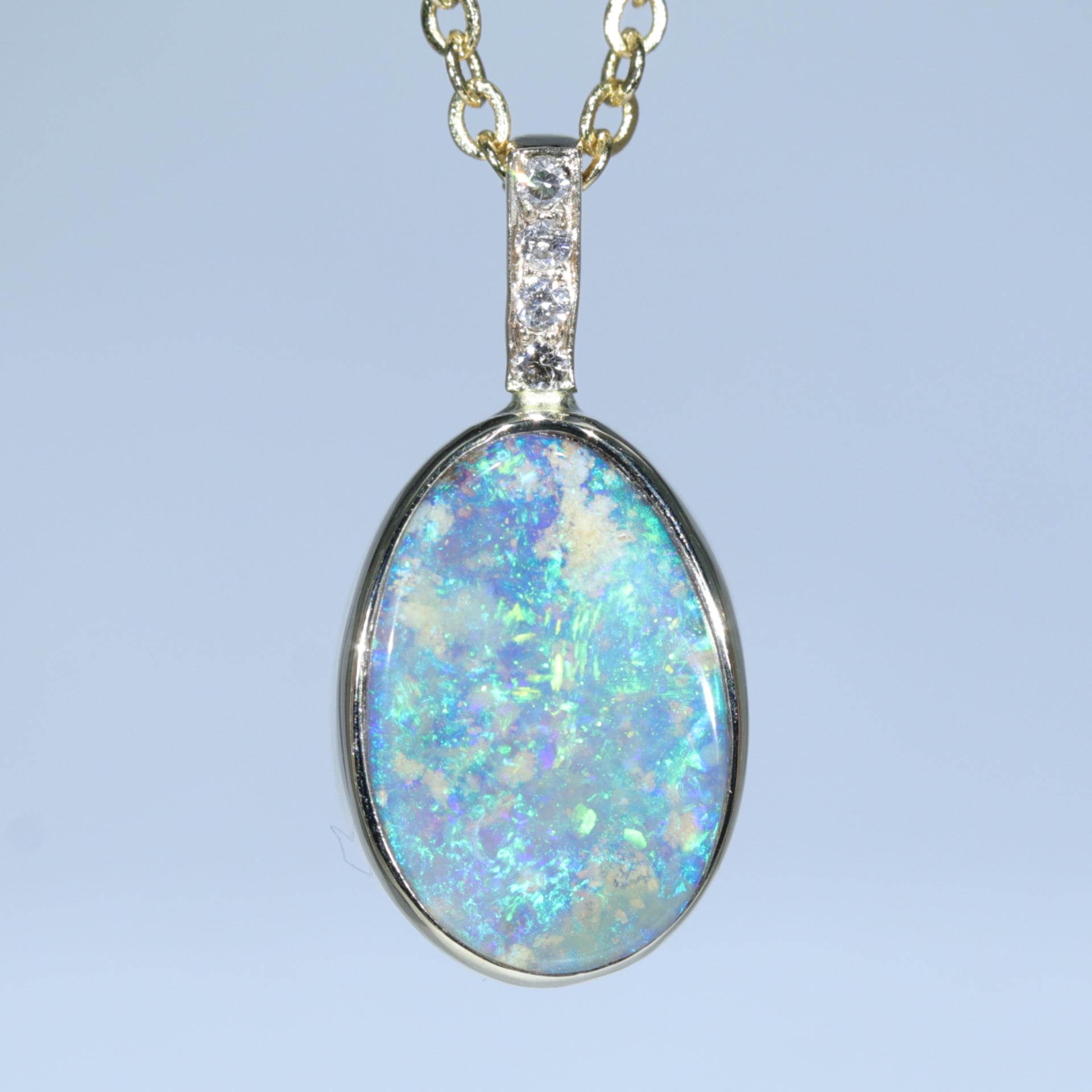Natural blue deals opal necklace