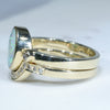 Gold Opal Wedding Band and Engagement Ring Side View