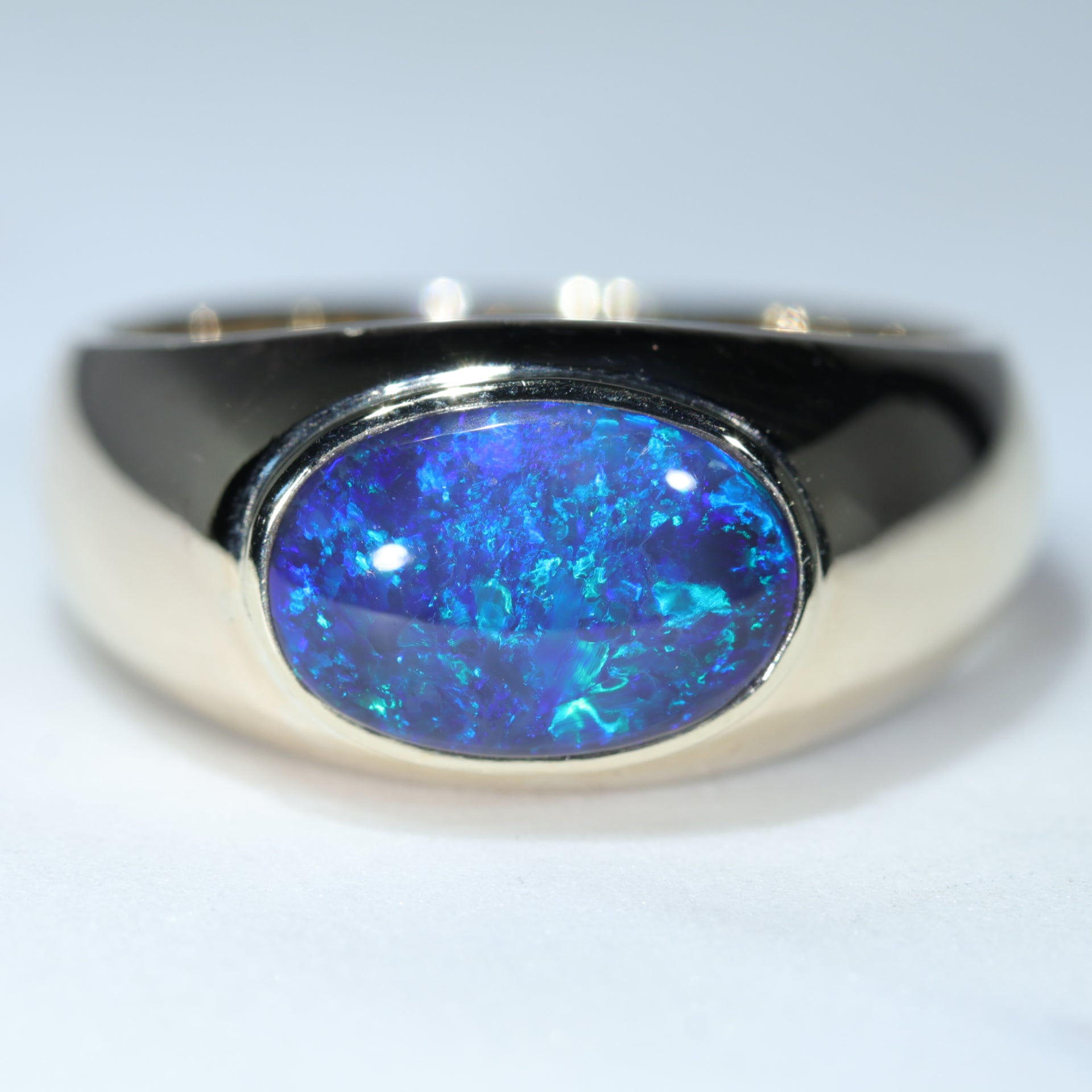 Natural Black Opal Men s Ring in Gold