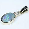 10k Gold - Solid Queensland Boulder Opal - Natural Diamond