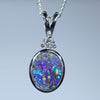 Australian Boulder Opal and Diamond 14k White Gold Pendant (8mm x 6mm) Code - AA05