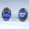 Natural Australian Queensland Boulder Opal Silver Studs