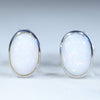 Natural Australian Coober Pedy White Opal Silver Studs
