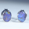 Natural Australian Queensland Boulder Opal Silver Studs