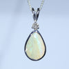 Natural Australian Boulder Opal Silver and Diamond Pendant