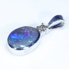 Sterling Silver  - Solid Queensland Boulder Opal - Natural Diamond