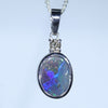 Natural Australian Boulder Opal Sliver and Diamond Pendant