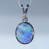 Natural Australian Boulder Opal Silver and Diamond Pendant