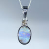 Natural Australian Boulder Opal Silver Pendant with Natural Diamond