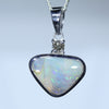 Natural Australian Boulder Opal Silver Pendant with Natural Diamond