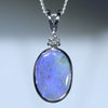 Natural Australian Boulder Opal Silver and Diamond Pendant